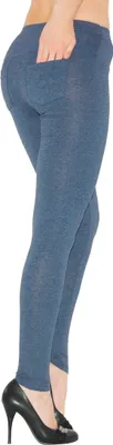 Produktbild von Damen Leggings lang Hose Leggins Baumwolle hoher Bund mit Taschen jeans M-36