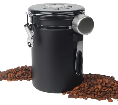 Produktbild von DUBUOZA 1,8 LKaffeedose Luftdicht aus Edelstahl, Kaffeebohnen Behälter,Kaffeedose mit Datumsanzeige und Messlöffel aus Edelstahl, geeignet für Kaffeebohnen, Teeblätter, Nüsse und Kakao (schwarz)