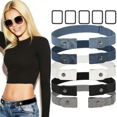 Productafbeelding van Riemen zonder gesp – 5 stuks – Riemen zonder gesp – 3 cm breed – Elastische riem zonder gesp – Dames en heren – Elastisch – Verstelbaar