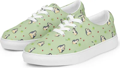 Produktbild von Mr. & Mrs. Panda Damen Stoffschuhe Pinguin Marienkäfer Größe 36 1/2 - Grün - Geschenk, Kleine Wunder, Lebensfreude, Schnürschuhe, Sneaker, Canvas-Sneaker, Liebe, Glück