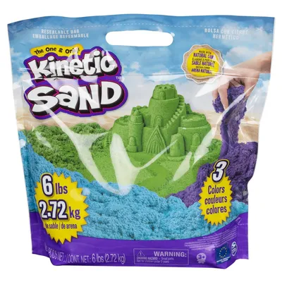 Produktbild von Spin Master 6055453 (2012185) - Kinetic Sand - 2,72 kg Beutel, 3 Farben (grün, lila & blau)