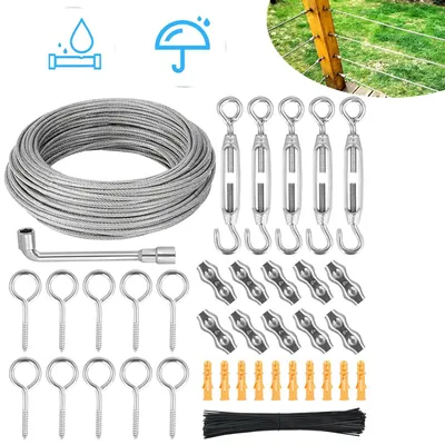 Produktbild von Drahtseil, Edelstahl Drahtseil Spanndraht, für String Light Suspension, Wäscheleine, Gardinenseil Kletterpflanzen