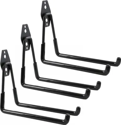 Obrázok produktu pre Sada 3 ks nástenných háčikov od BOTLE, háčiky na náradie, pre elektrické náradie, rovné, 19 cm, stabilné s PVC povrchovou úpravou, pre garáž, kôlňu, háčiky na rebríky a lopaty, dvojité háčiky, nosnosť do 25 kg