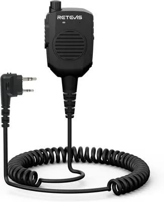 Immagine prodotto di Retevis HK011 Microfono altoparlante radio, 2 pin, cancellazione attiva del rumore, compatibile con Walkie Talkie RT24 RT27 RT668 BF-888S UV-5R BF-88E
