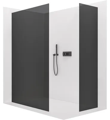 Obrázek produktu pro CERANO - Sprchová zástěna Walk-in Crystal T L/P - 8 mm - bezvzpěrový systém - zlatá, grafitové sklo - 150x140x200 cm