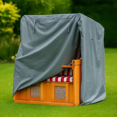 Produktbild von Strandkorbhülle 137cm, Abdeckung Strandkorb Oxford 600D 350 g/m², Strandkorbhülle winterfest, Schutzhülle Strandkorb atmungsaktiv, Strandkorb Abdeckung UV-beständig, Hülle Strandkorb wasserdicht