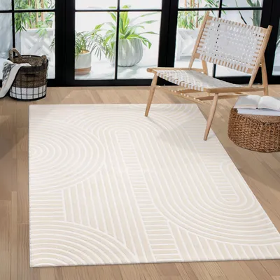 Image de Tapis Salon Chambre à coucher Poils courts Motif scandinave Arche Arc Uni 3D Dimensions 80 x 150 cm