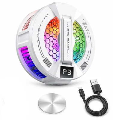 Produktbild von Magnetischer Handykühler, Halbleiter‑Kühlgerät mit wechselbarem Clip, RGB‑Beleuchtung, 5V 2A Typ‑C Anschluss, Kühlkörper für Mobile Gaming, Weiß