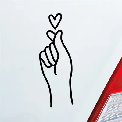 Produktbild von HUURAA! Auto Aufkleber K-POP Finger Heart Fingerherz Fun Sticker Heckscheibenaufkleber Autoaufkleber mit Musik Motiv 7x19cm