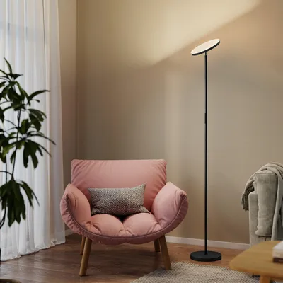 Zdjęcie produktu dla Lampa stojąca RGB z pilotem i panelem dotykowym | Kolor: czarny | Wymiary: 25x25x177 cm