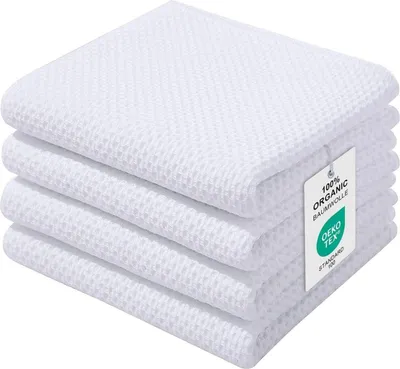 Produktbild von Moosfor Geschirrtücher 4er Set 32x72cm Weiß Baumwolle Saugfähig Premium