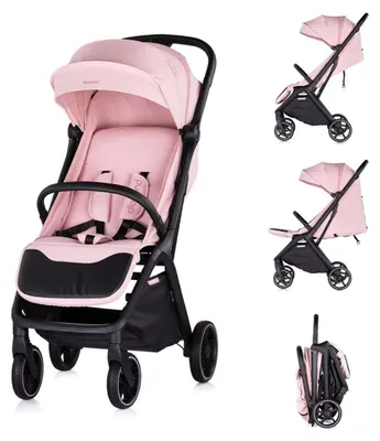 Produktbild von Chipolino Kinderwagen Diamond klappbar, Korb, PolyurethanRollen, Sonnendach, Beinstütze rosa