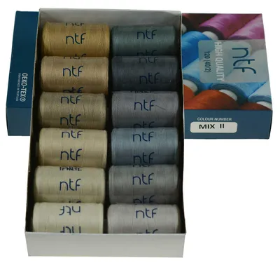 12 x 1000m / 12 Spulen 40/2 Polyester Nähgarn Farbmix Paket Farbwahl Farben