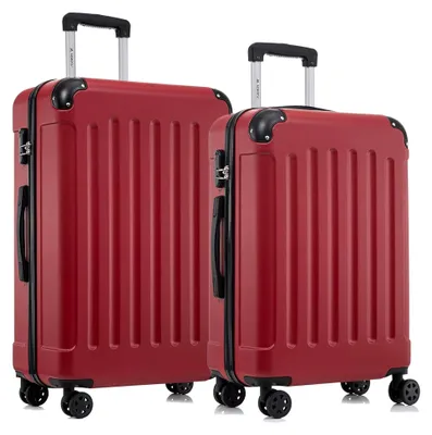 Produktbild von Reisekoffer Set mit 4 Rollen, Hartschalenkoffer und Zahlenschloss, 2-teilig in Rot