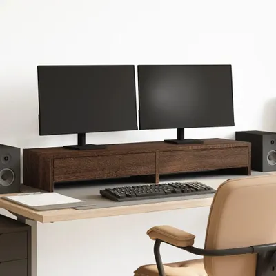 Obrázok produktu pre vidaXL Stojan na monitor so zásuvkami dubový vzhľad 100x27x15 cm