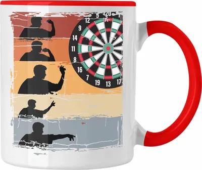 Produktbild von Trendation - Dart-Spieler Tasse Dartpfeil Spruch Männer Dart-Spieler Geschenkidee Grafik (Rot)