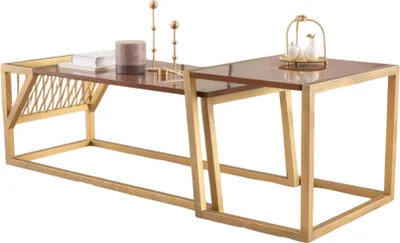 Produktbild von Satztisch Couchtisch aus Nussbaumfurnier mit Ablage 120x50 50x50