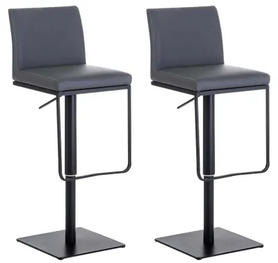 Produktbild von CLP 2er Set Barhocker Panama Kunstleder höhenverstellbar und drehbar grau Gestell Farbe schwarz