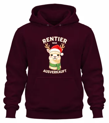 Produktbild von Rentier War t Alpaka Ugly Christmas Sweater Hoodie Kapuzenpullover, Burgundy, XXL