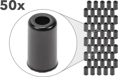 Produktbild von 50 Stück Endkappen Stahl schwarz Hülse für Aussenhülle Bremszug Fahrrad Ø5mm