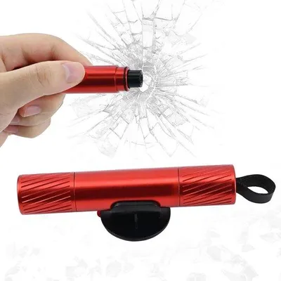 Image de Marteau de secours rouge avec coupe-ceinture et brise-vitre