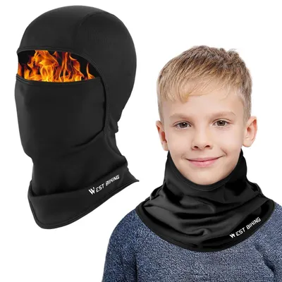 Produktbild von Kinder Sturmhaube Warm Winddicht Fleece Skimaske für Jungen Mädchen 4-12 Jahre Schwarz