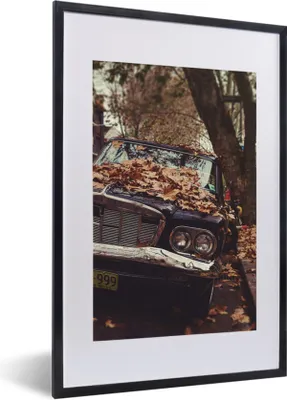 Produktbild von MuchoWow® Gerahmtes Poster Auto - Herbstblätter - Landleben 40x60 cm - Poster mit Schwarzem Bilderrahmen Wandposter Rahmen Foto Bilder - Poster in Rahmen