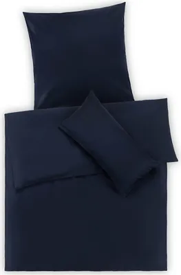 Immagine prodotto di Blumtal Premium Mako Satin set di biancheria da letto in cotone 135 x 200 cm con federa 40 x 80 cm - Set copripiumino morbidissimo con elegante lucentezza, cerniere dello stesso colore, blu oceano scuro - Blu
