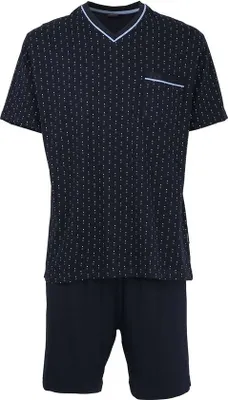 Produktbild von GÖTZBURG Herren Schlafanzug Set - kurz, V-Ausschnitt, gemustert Marine XL