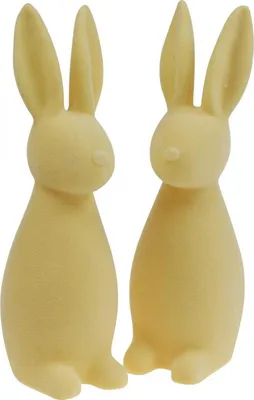 Produktbild von Deko-Osterhase Hellgelb Beflockt – 2er Set, , 29,5cm, 2 Stück