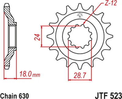 Immagine prodotto di Pignone anteriore JT 524 15 per Kawasaki GPZ 1100 dal 1983 al 1985 (52415JT) (catena 630)