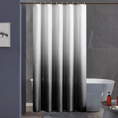 Imagen del producto de Ibenzoa® Cortina de ducha de poliéster resistente al moho e impermeable, blanca y negra, 150x200 cm, con poco riesgo de arrugas, incluye 10 anillas de acero inoxidable resistentes a la corrosión