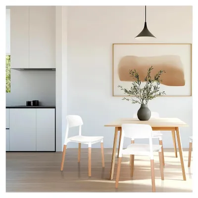 Produktbild von Esszimmerstuhl mit Massivholzbeinen im skandinavischen Design, Weiß/Buche