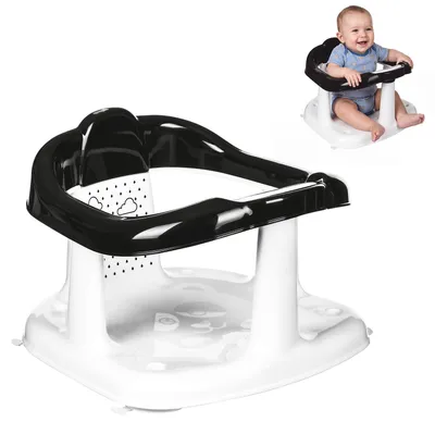 Imagen del producto de Asiento de baño para bebé de COSTWAY con ventosas y barra de seguridad, asiento de baño con bordes y respaldo ergonómico, silla de baño para bebés de 7 a 16 meses