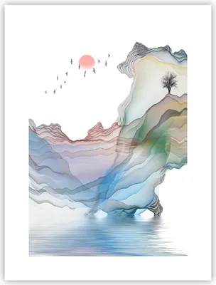 Produktbild von Poster - Poster ohne Rahmen - Wellen Berge Fee - 30x40 cm - Wand Bild - Wanddeko - Wandbilder - Kunstposter - Wandposter - Bilder - Kunstdruck - Wanddekoration - Wandbild - P2XPA30x40-4684