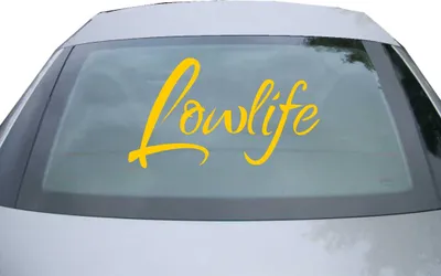 Produktbild von Indigos UG - Aufkleber Heckscheibe & Motorklappe DE2441 - gold - 600x347 mm - Lowlife - Auto Scheiben Fenster Heckklappe Tuning Racing JDM - Die cut