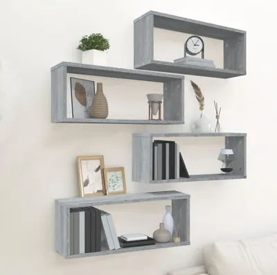 Immagine prodotto di The Living Store Mensole a cubo 4 pz. Grigio Sonoma 60x15x23 cm Materiale a base di legno