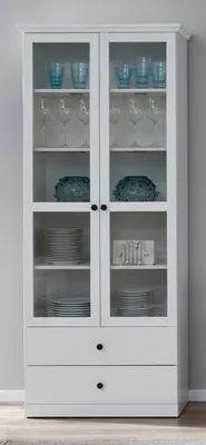 Image de Brax Armoire vitrine 2 portes et 2 tiroirs, blanc.