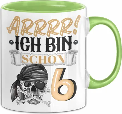Produktbild von 6. Geburtstag Geschenk Tasse Becher Jungs Pirat Arrrr Ich Bin Schon 6 (Grün)