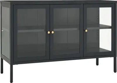 Produktbild von vidaXL Sideboard Anthrazit 105x35x70 cm Stahl und Glas
