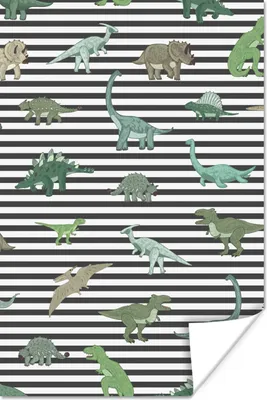 Produktbild von MuchoWow® Poster Kinderzimmer - Schwarz - Dinosaurier - Jungen - Mädchen - Kinder 20x30 cm - Papierdruck