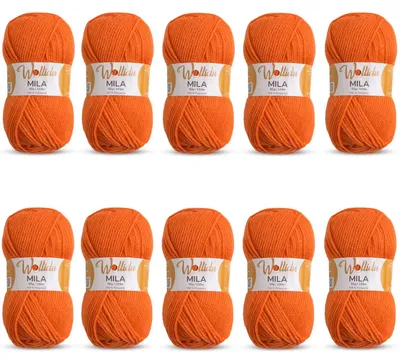 Häkel- und Strickgarn, 10 x 50 g, 100 % Polyacryl, kürbisorange