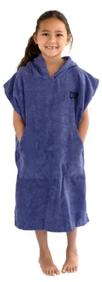 Imagen del producto de Toalla de microfibra para niños, tipo poncho, de secado rápido, color cobalto