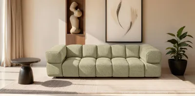 Zdjęcie produktu dla Sofa czteroosobowa, tkanina szenilowa Puente, Jasnożółty, Averro