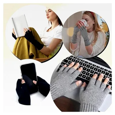 Produktbild von Lange fingerlose Handschuhe für Damen, 2 Paar, gestrickte Halbfingerhandschuhe, Handgelenkwärmer für Herbst und Winter