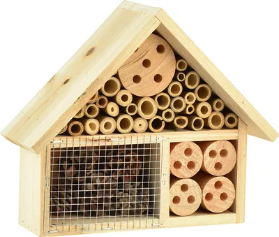 Produktbild von Insektenhotel Holz Natur Insektenhaus Wildbienenhotel Tanne H21cm