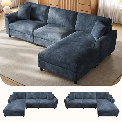 Obrázek produktu pro Rohová sedačka Cloud-Form, třísedák, s možností přeměny na lůžko, plocha na spaní 90 cm, modulární, rozměry 256x137x79 cm (modrá)