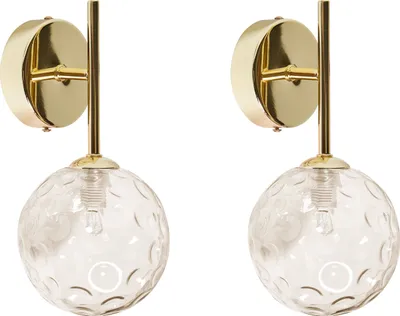 Zdjęcie produktu dla BELIANI Zestaw 2 lamp ściennych beżowy i złoty metalowy szklany klosz nowoczesny glam wygląd