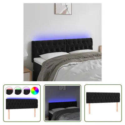 Produktbild von The Living Store LED Kopfteil Schwarz 160x7x78/88 cm Stoff