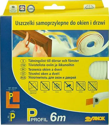 Zdjęcie produktu dla Uszczelka Stomil SD-40CX/6-0, profil E, 9x4 mm, L-6 m, do okien i drzwi, biała